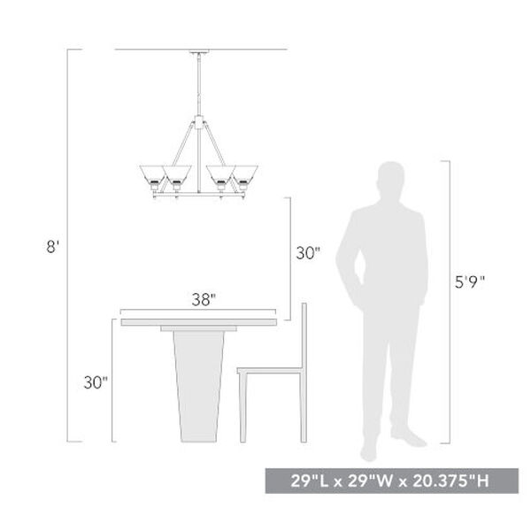 Orwell Matte Black Six-Light Chandelier with Clear Glass Shade, image 6